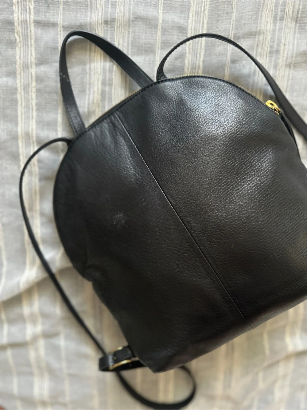 MARGOT New York Black Leather Camille Convertible Backpack